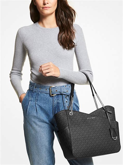 michael michael kors jet set large signature logo tote|michael kors jet set duffle.